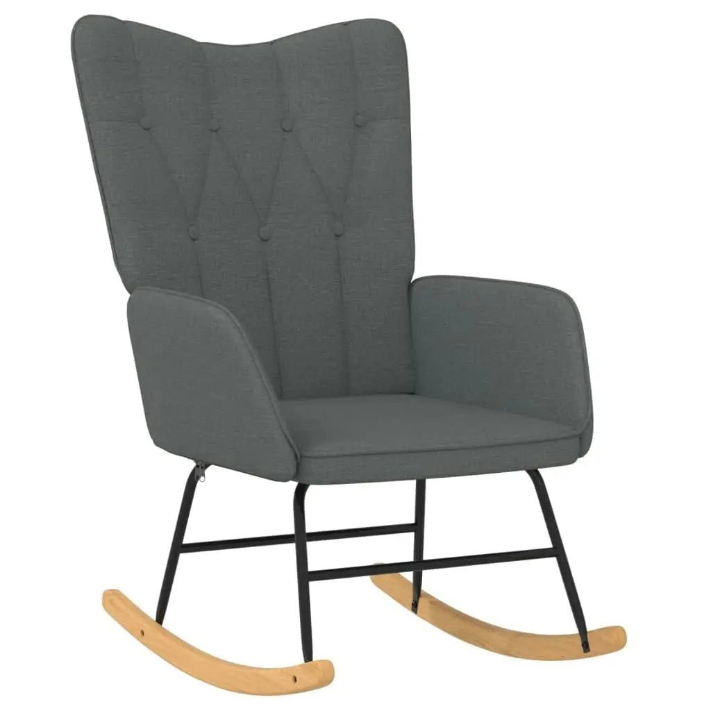 Rocking Chair with a Stool Dark Grey Fabric 327623