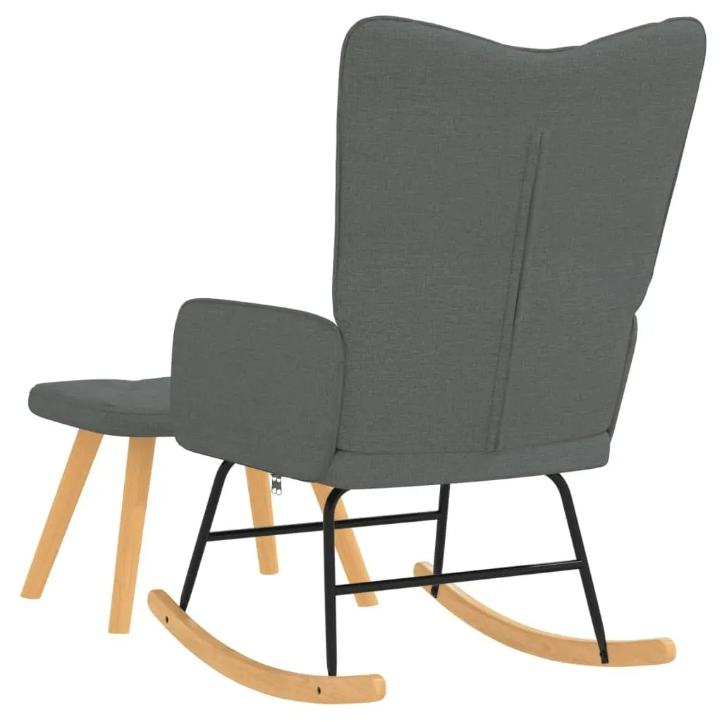 Rocking Chair with a Stool Dark Grey Fabric 327623