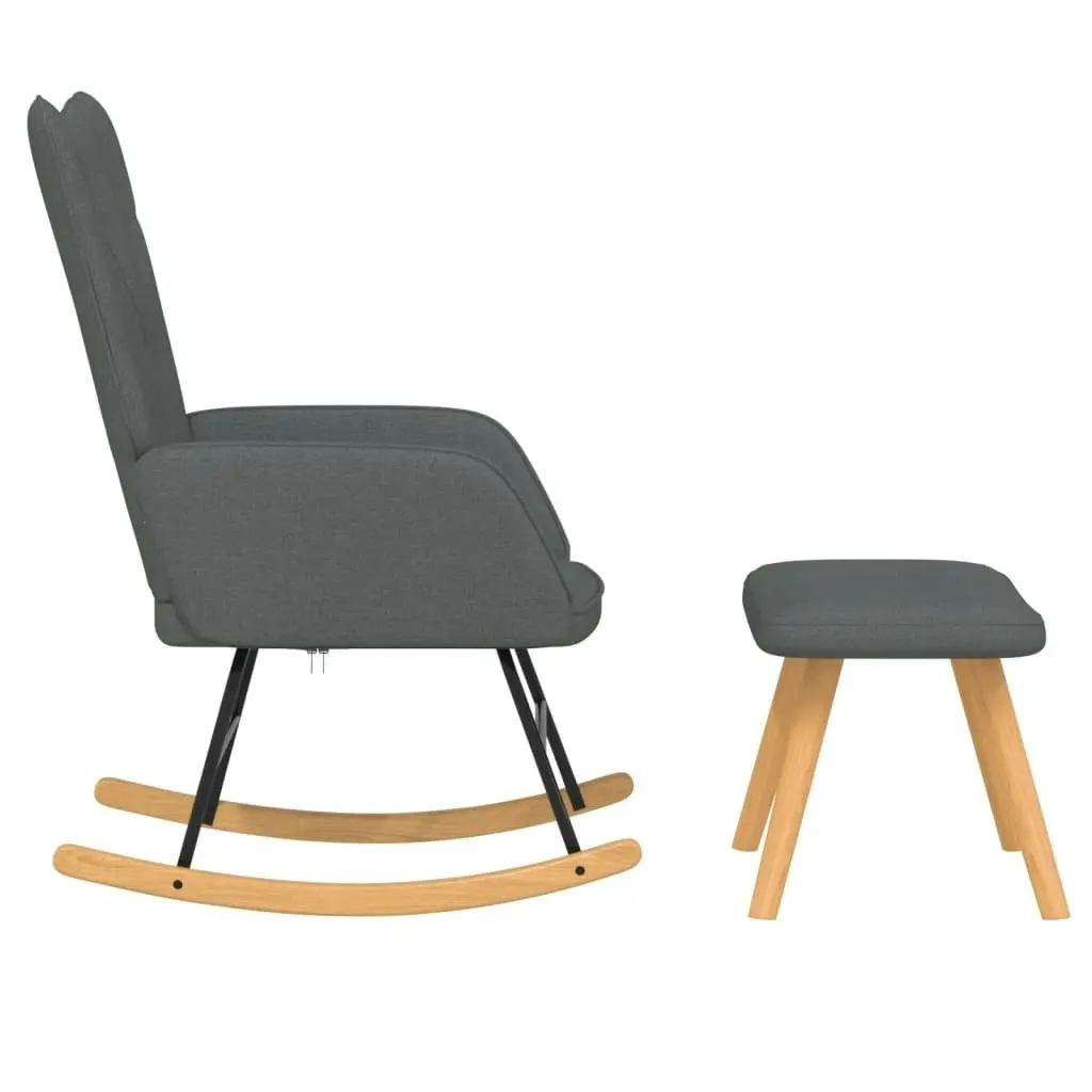 Rocking Chair with a Stool Dark Grey Fabric 327623