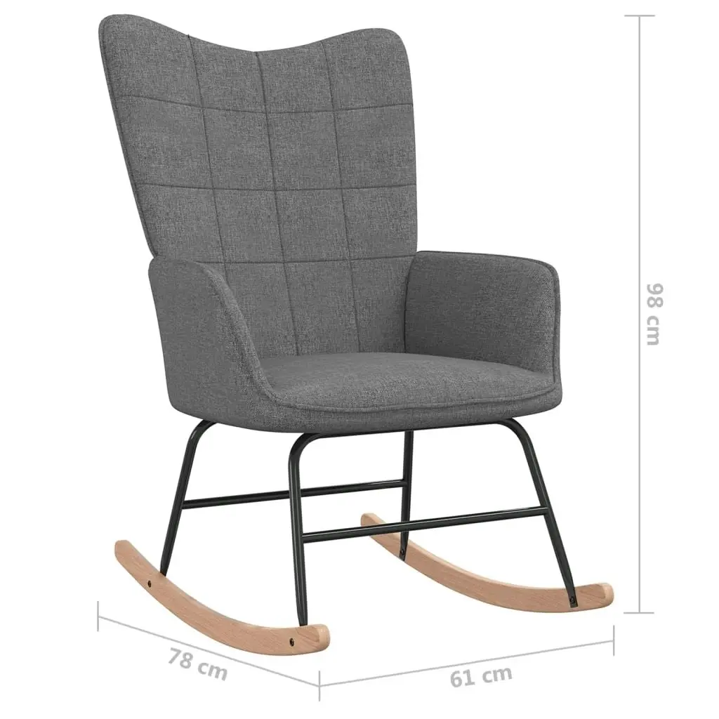 Rocking Chair with a Stool Dark Grey Fabric 328019