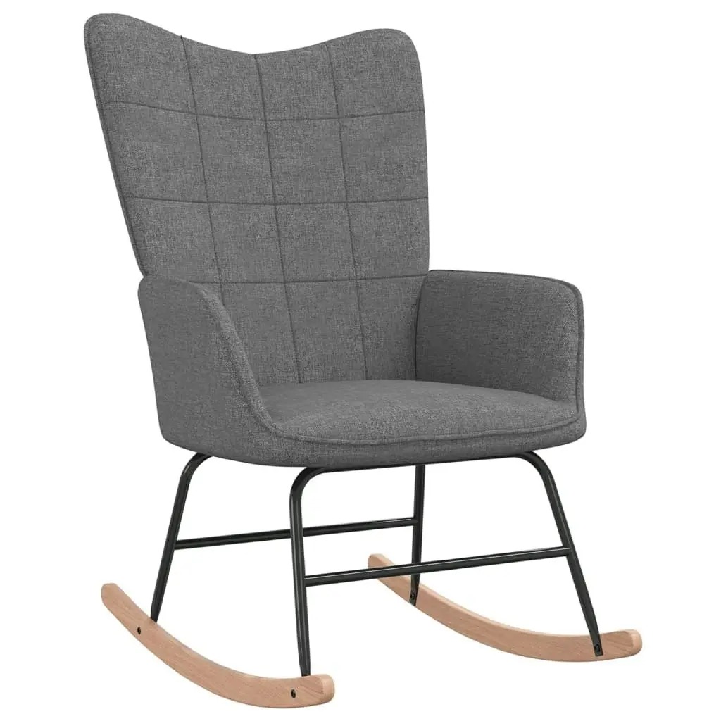 Rocking Chair with a Stool Dark Grey Fabric 328019