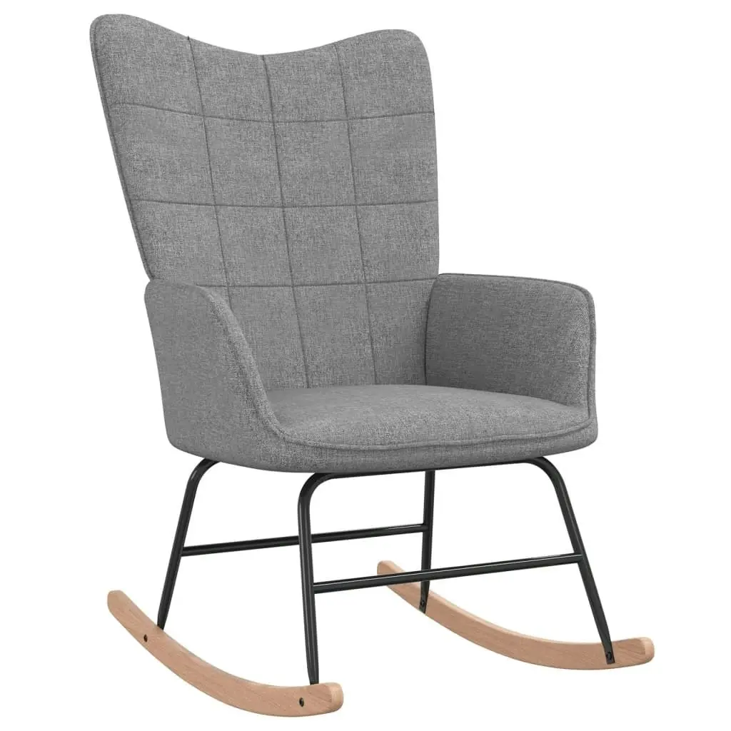 Rocking Chair with a Stool Light Grey Fabric 328018