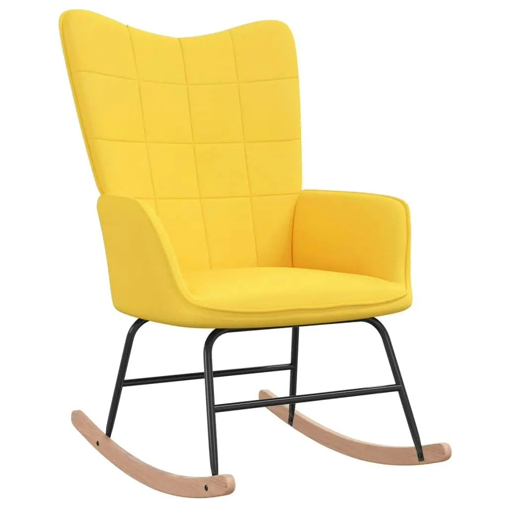 Rocking Chair with a Stool Mustard Yellow Fabric 328025