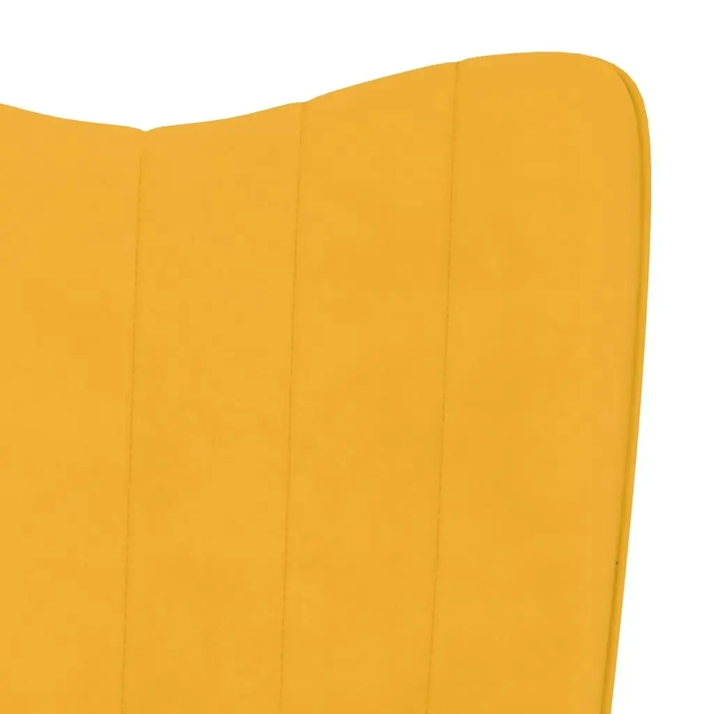 Rocking Chair with a Stool Mustard Yellow Velvet 327761