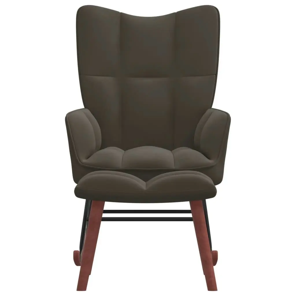 Rocking Chair with a Stool Dark Grey Velvet 328151