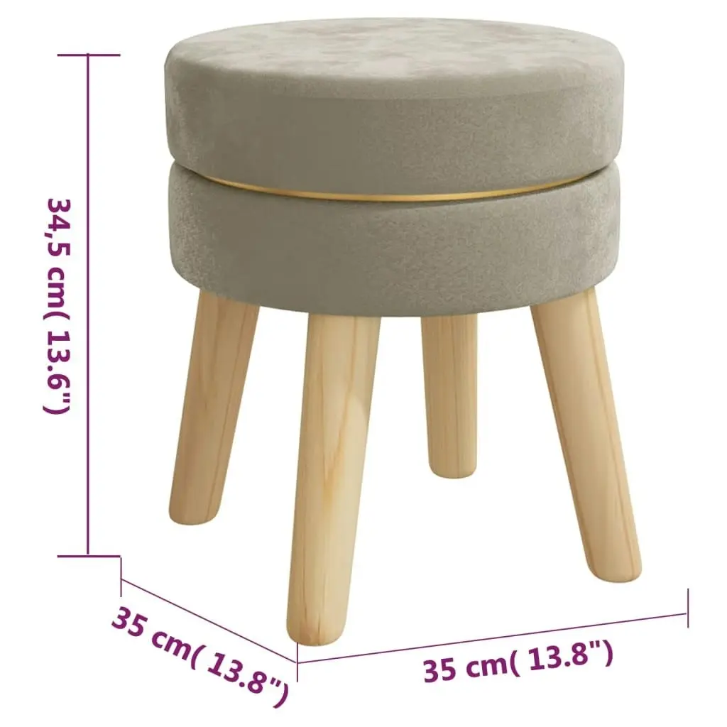 Round Hocker Dark Grey Velvet 340271