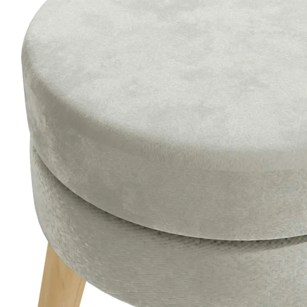 Round Hocker Light Grey Velvet 340270