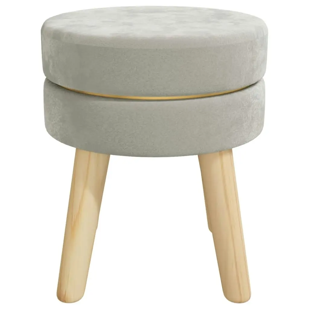 Round Hocker Light Grey Velvet 340270