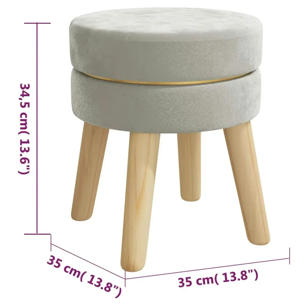 Round Hocker Light Grey Velvet 340270