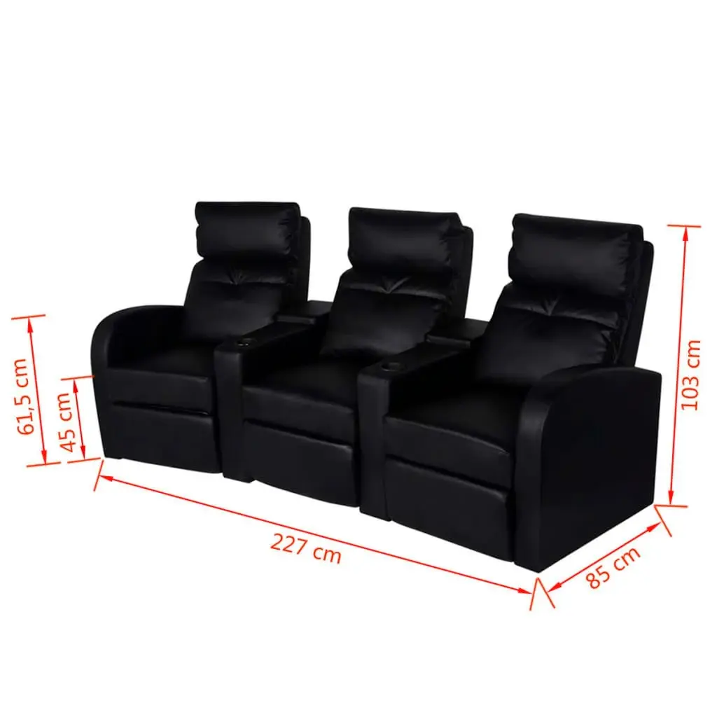 Recliner 3-seat Artificial Leather Black 242002