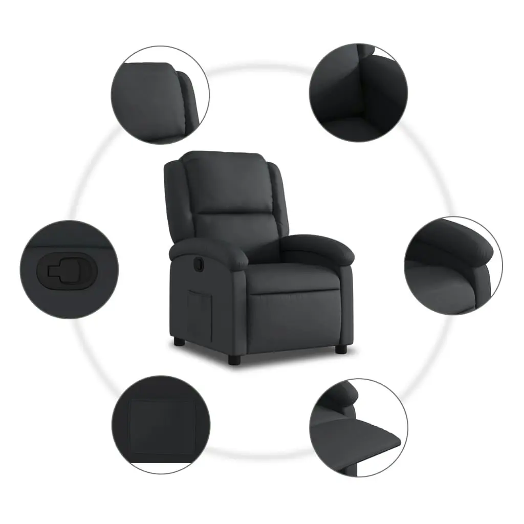 Recliner Chair Black Real Leather 3205468