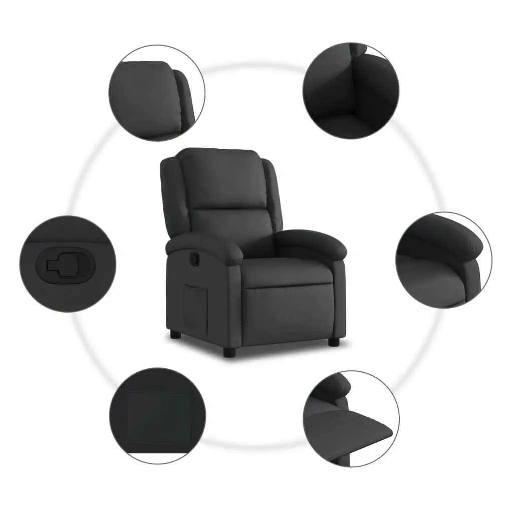 Recliner Chair Black Real Leather 371789