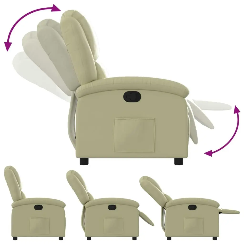 Recliner Chair Cream Real Leather 3205469