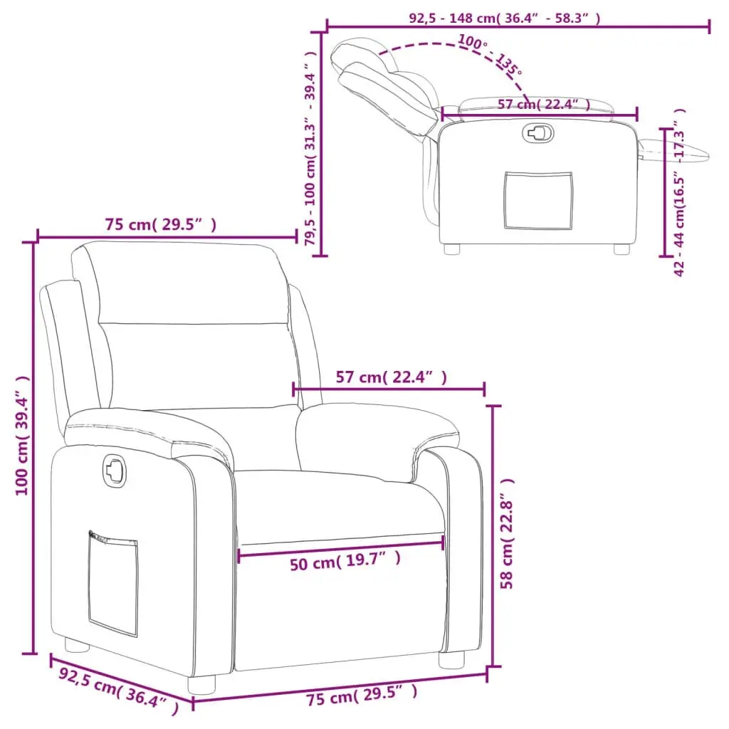 Recliner Chair Dark Grey Fabric 3205721