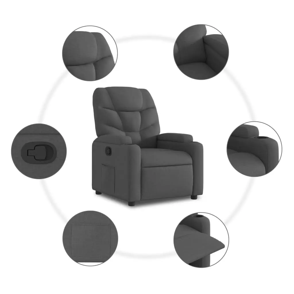 Recliner Chair Dark Grey Fabric 372442