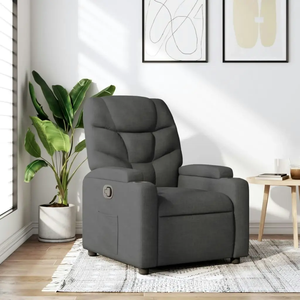 Recliner Chair Dark Grey Fabric 372442