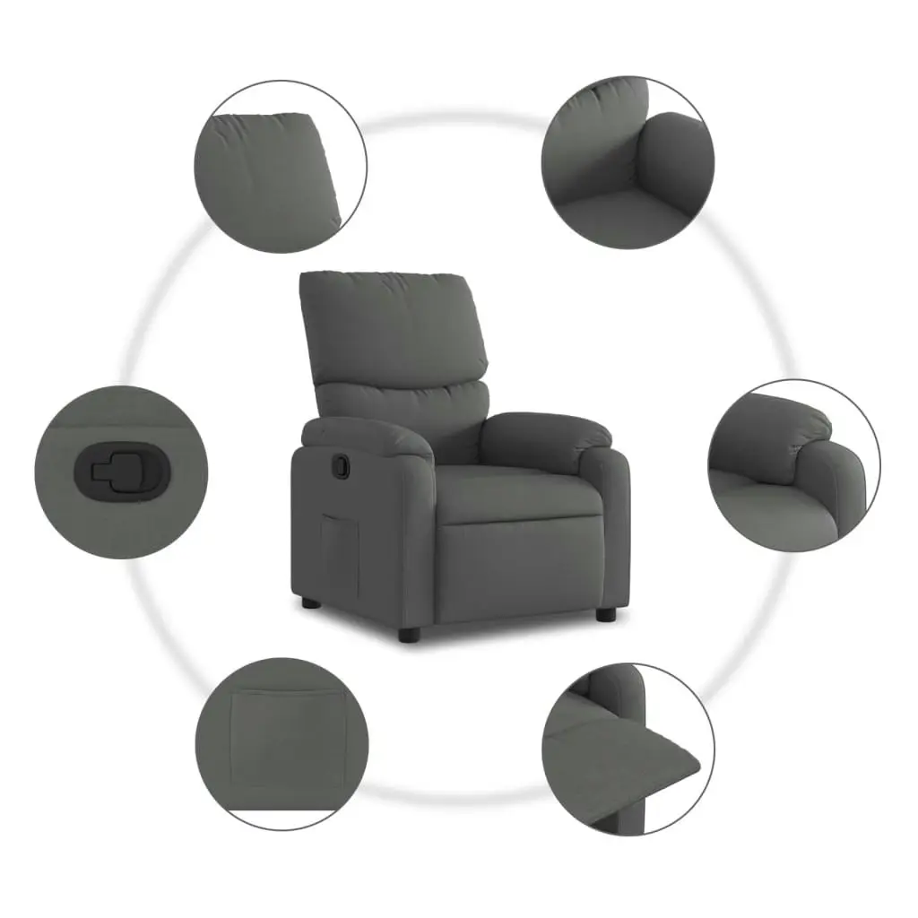 Recliner Chair Dark Grey Fabric 373411