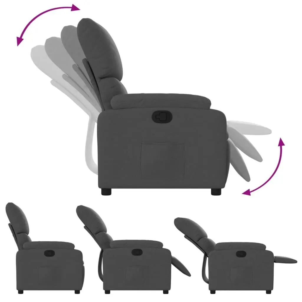 Recliner Chair Dark Grey Fabric 373411