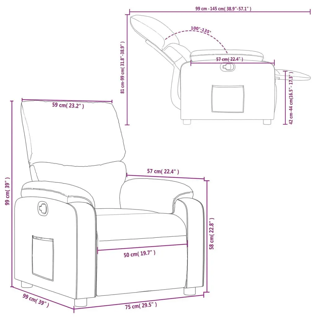 Recliner Chair Dark Grey Fabric 373411