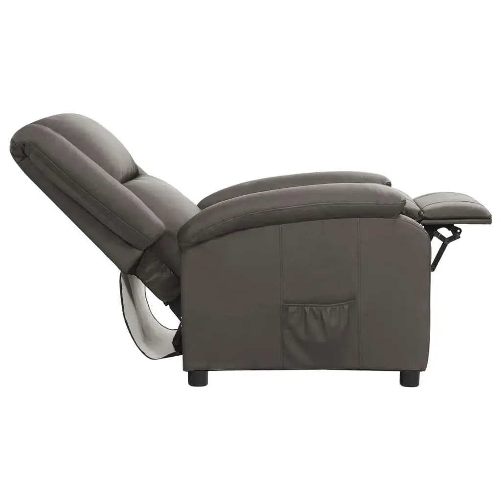 Recliner Chair Grey Real Leather 340203