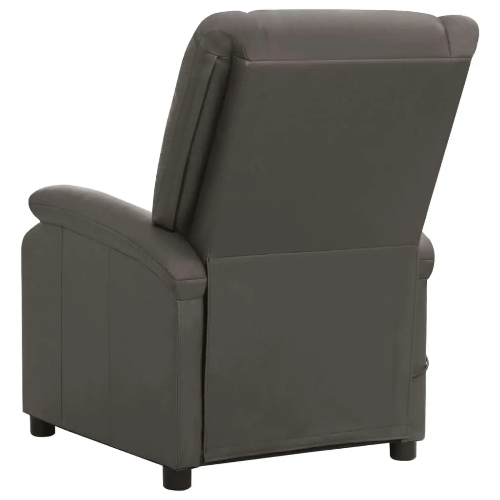 Recliner Chair Grey Real Leather 340203