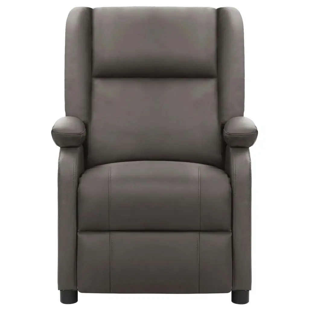 Recliner Chair Grey Real Leather 340203