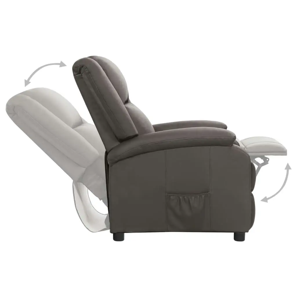 Recliner Chair Grey Real Leather 340203