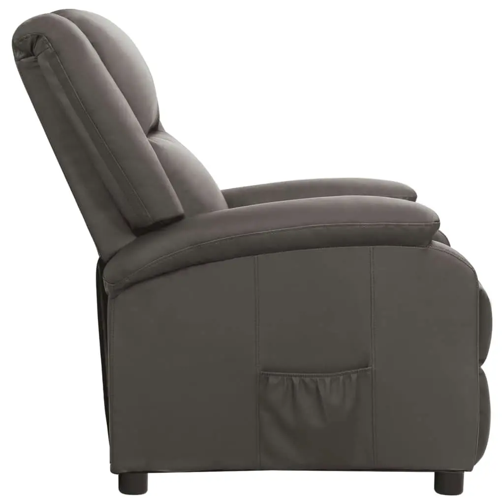 Recliner Chair Grey Real Leather 340203