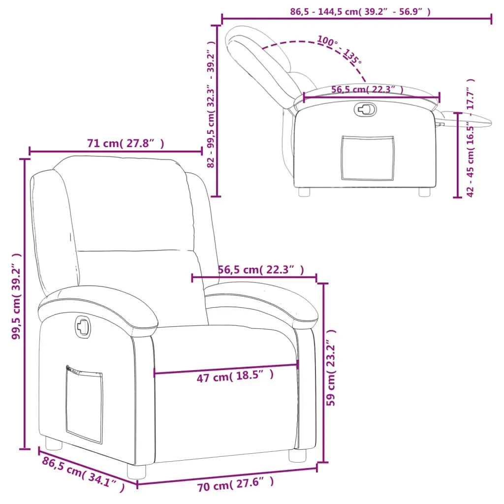 Recliner Chair Dark Grey Fabric 371752