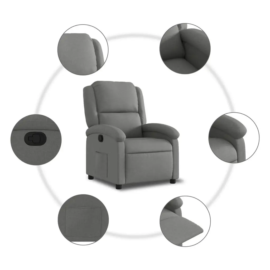 Recliner Chair Dark Grey Fabric 371752