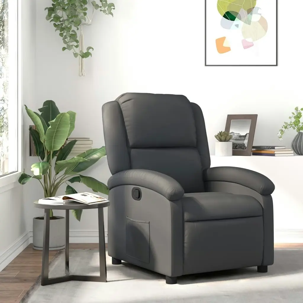 Recliner Chair Grey Real Leather 3205923