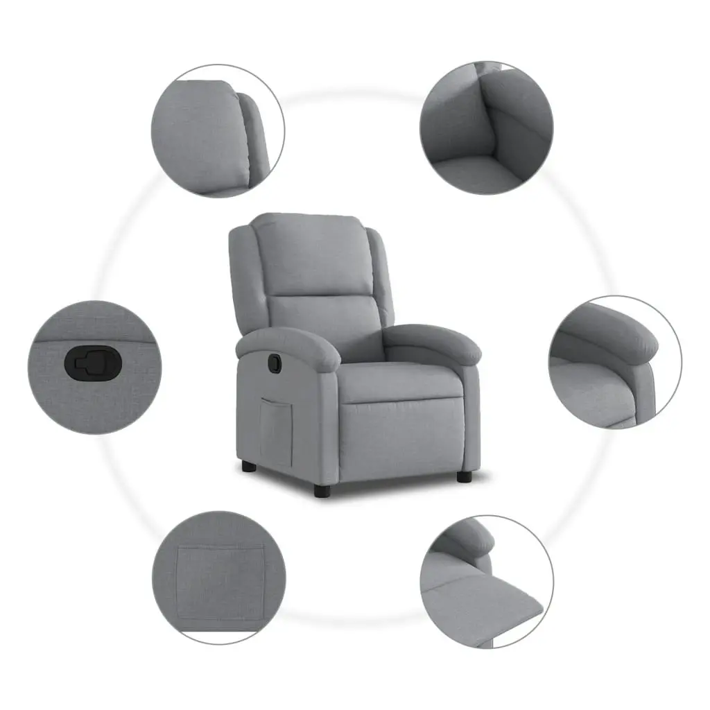 Recliner Chair Light Grey Fabric 371751