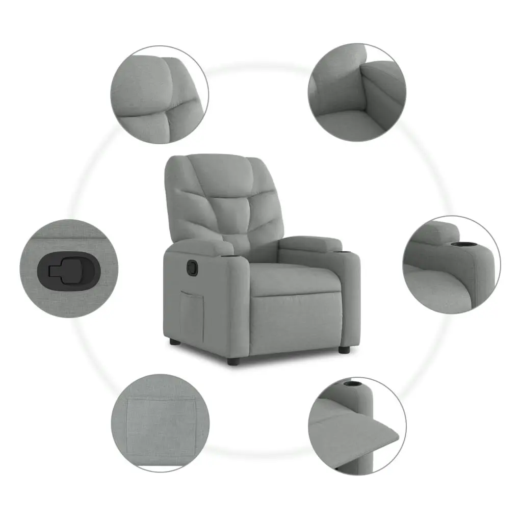 Recliner Chair Light Grey Fabric 372441