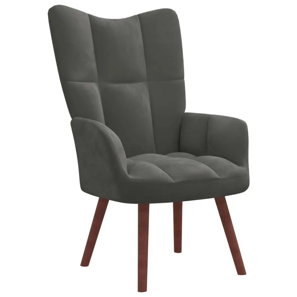 Relaxing Chair with a Stool Dark Grey Velvet 328063