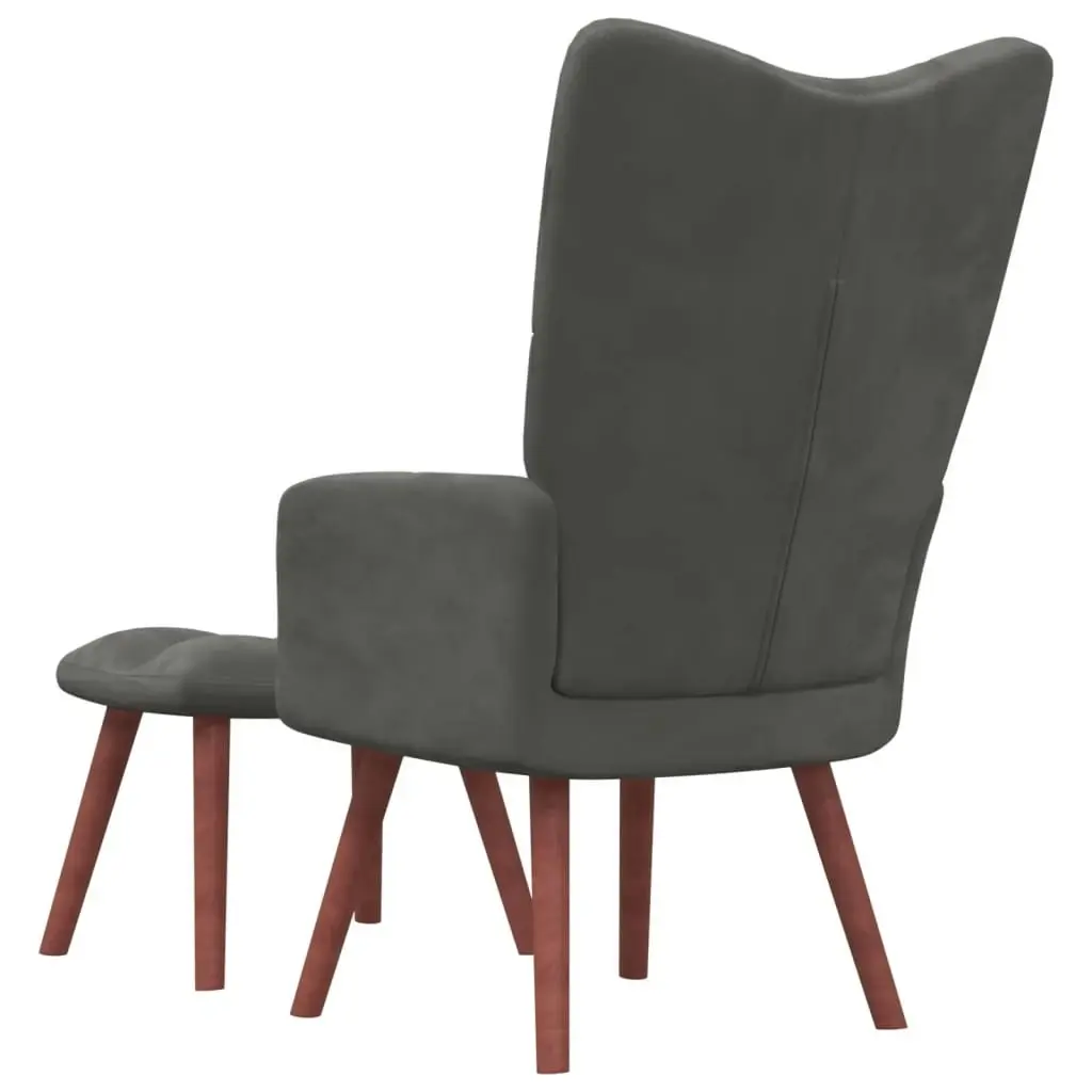 Relaxing Chair with a Stool Dark Grey Velvet 328063