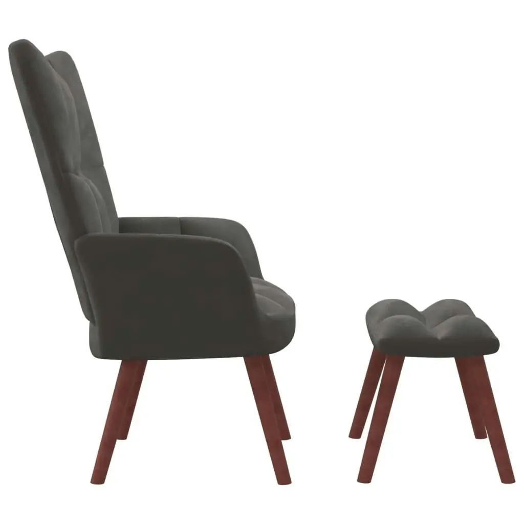 Relaxing Chair with a Stool Dark Grey Velvet 328063