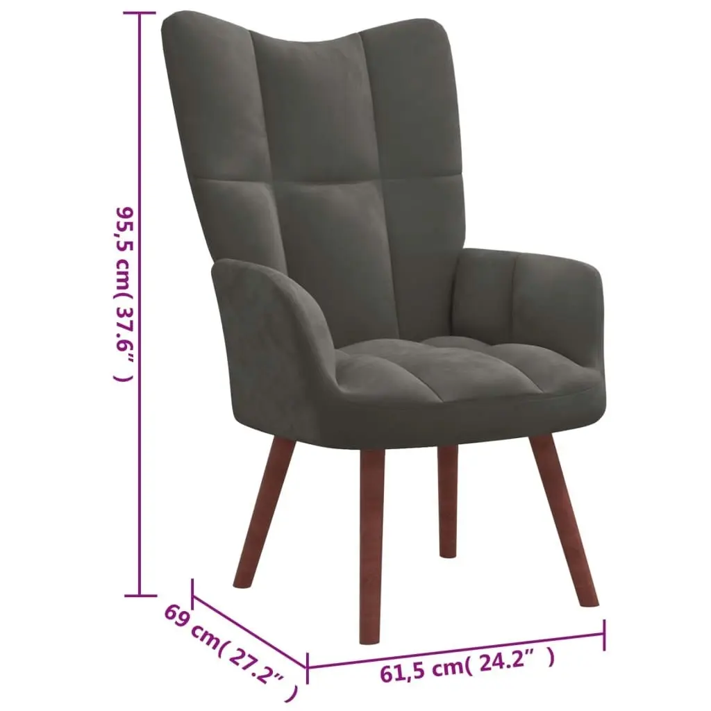 Relaxing Chair with a Stool Dark Grey Velvet 328063