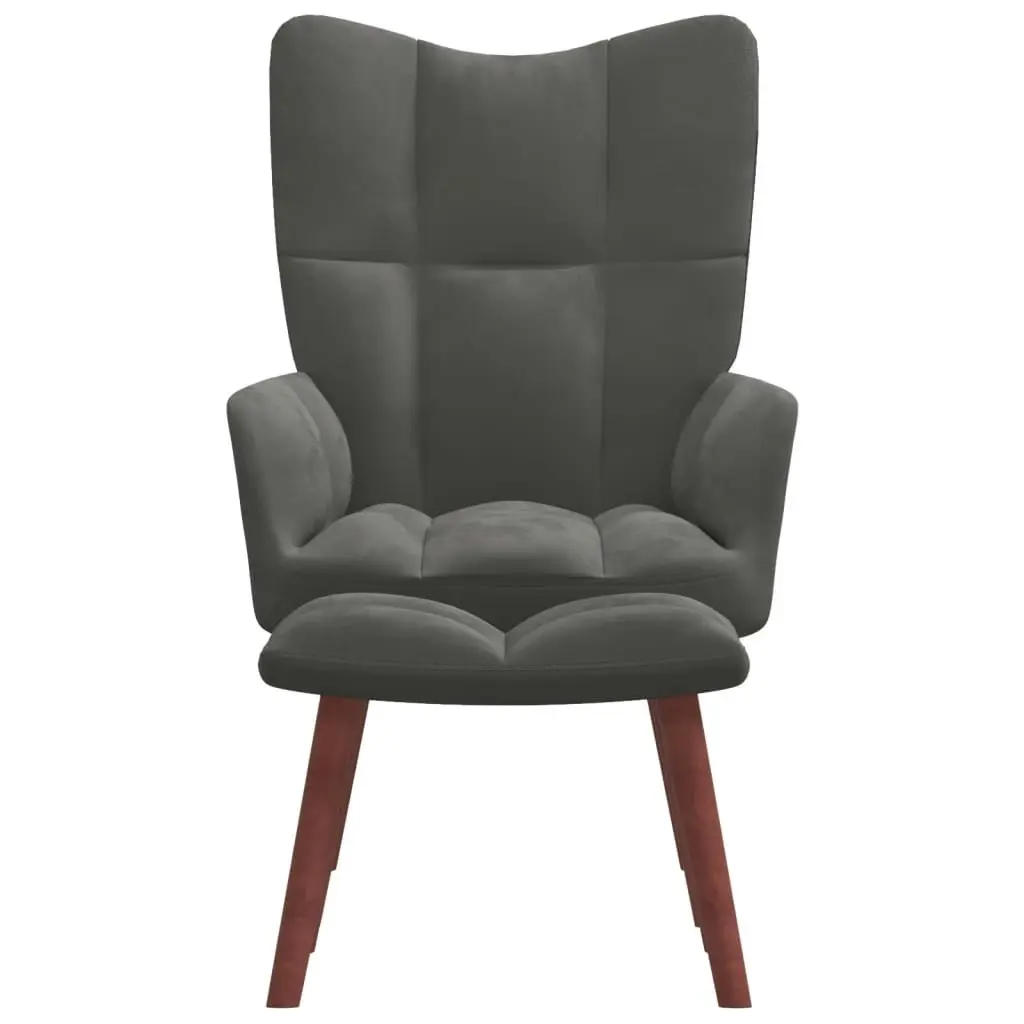 Relaxing Chair with a Stool Dark Grey Velvet 328063