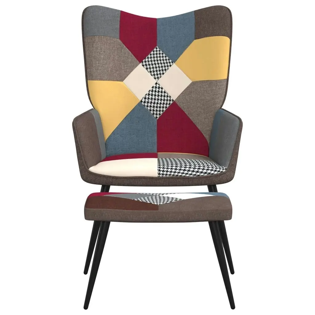 Relaxing Chair with a Stool Patchwork Fabric 328186