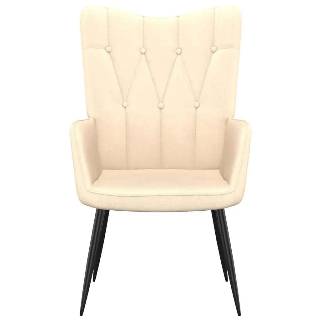 Relaxing Chair with a Stool Cream Fabric 327558