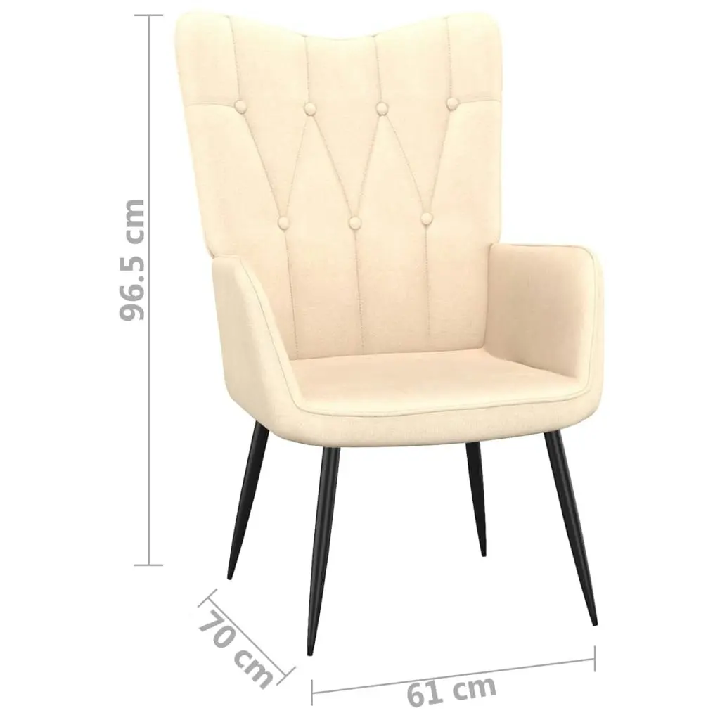 Relaxing Chair with a Stool Cream Fabric 327558