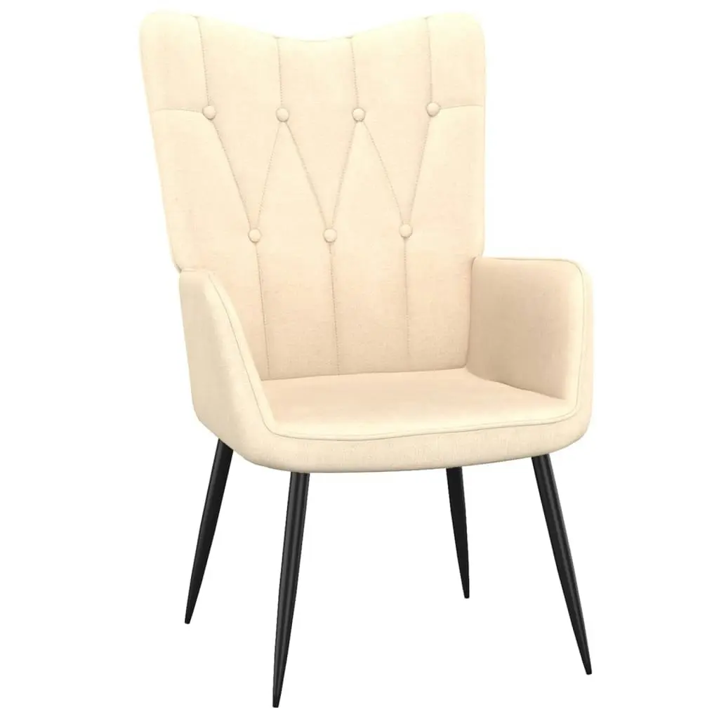 Relaxing Chair with a Stool Cream Fabric 327558