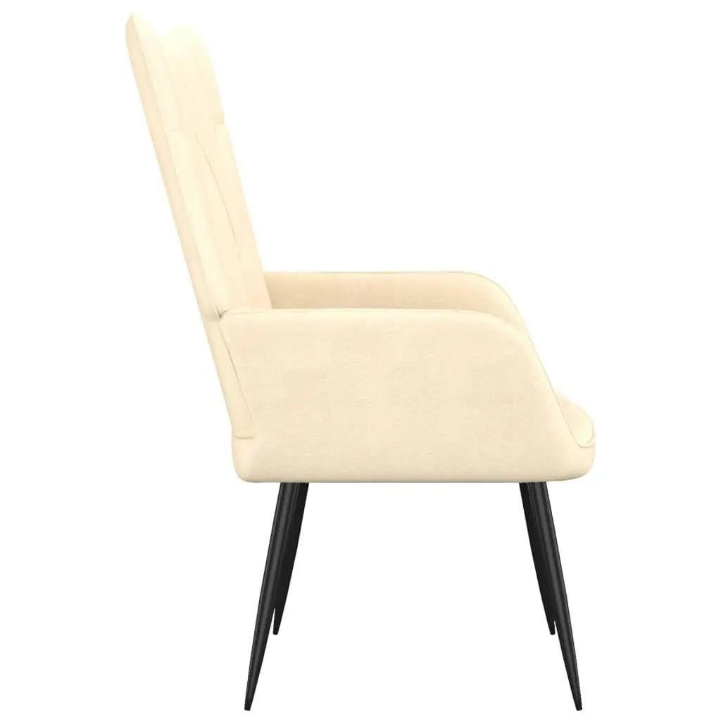 Relaxing Chair with a Stool Cream Fabric 327558