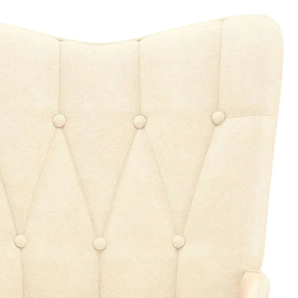 Relaxing Chair with a Stool Cream Fabric 327558