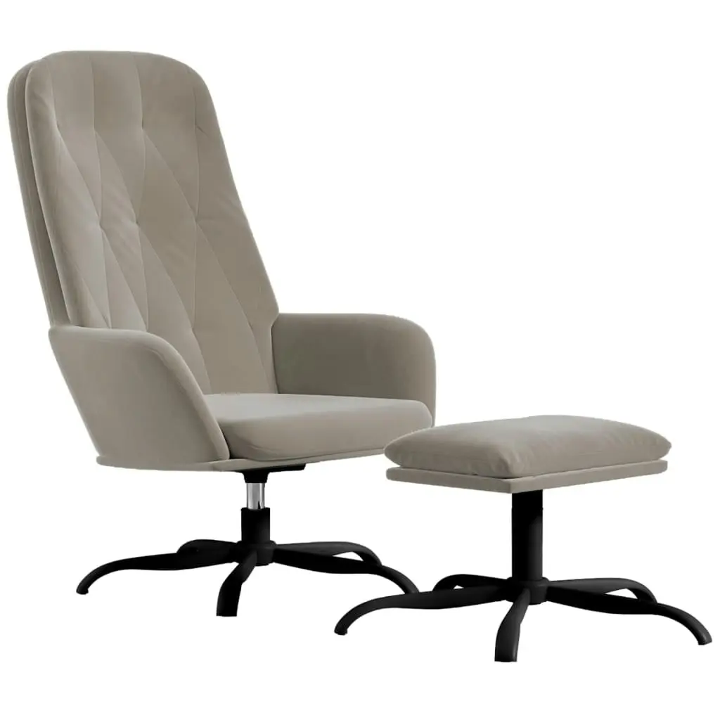 Relaxing Chair with Footstool Light Grey Velvet 3097630