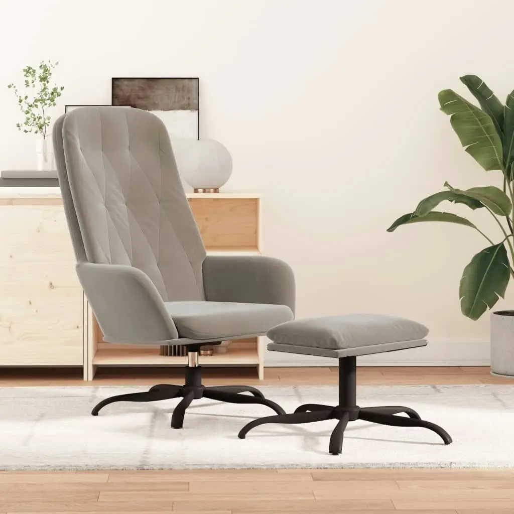 Relaxing Chair with Footstool Light Grey Velvet 3097630