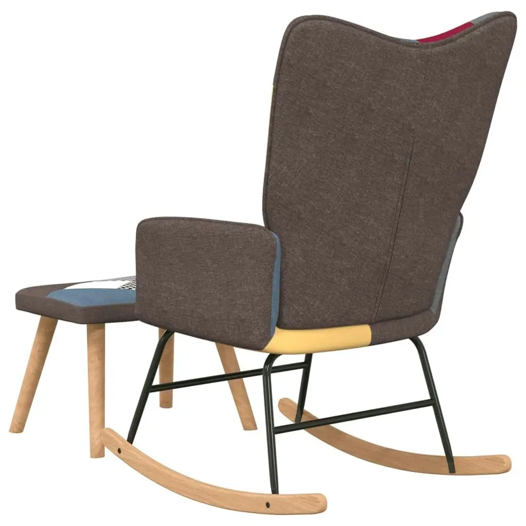 Rocking Chair with a Stool Patchwork Fabric 328192