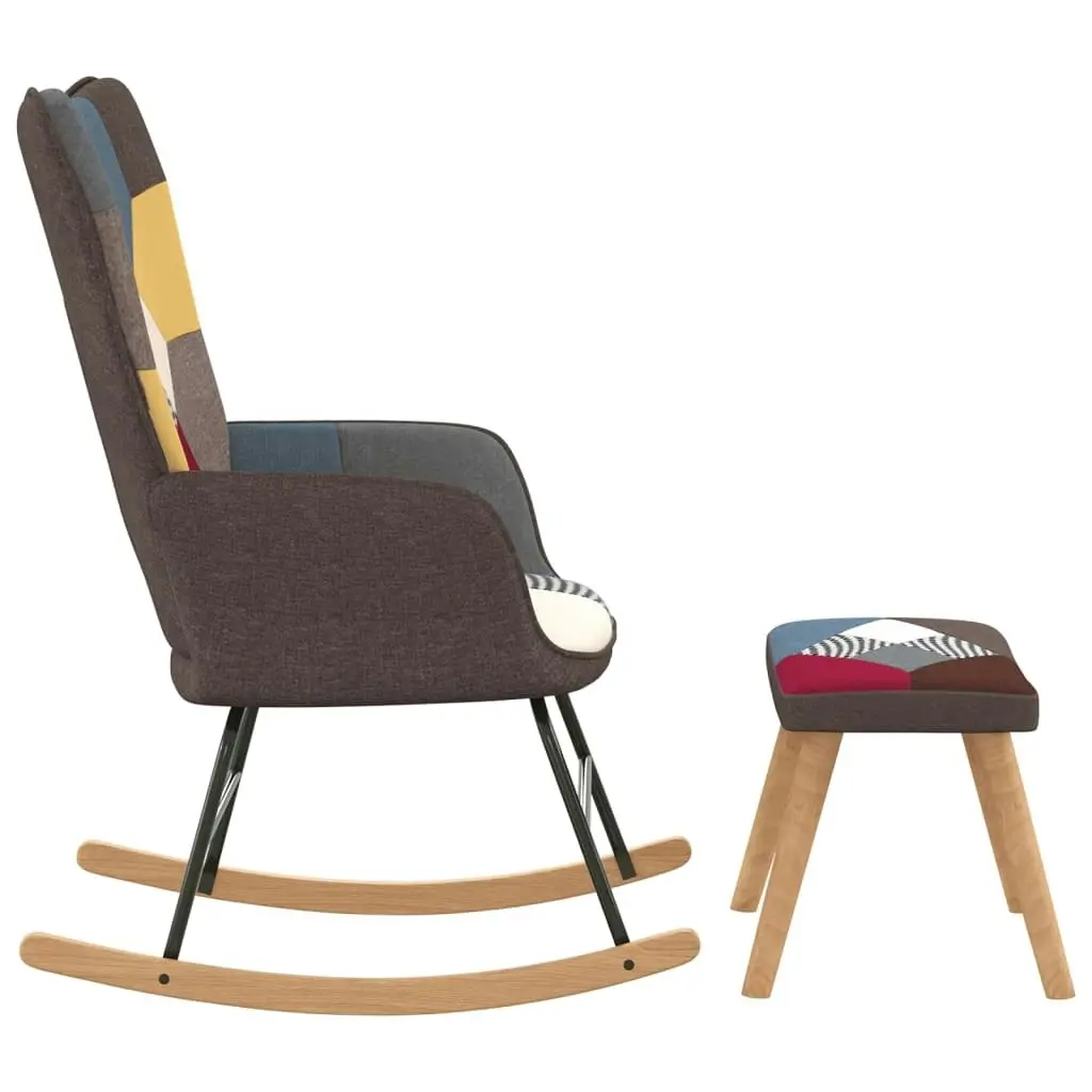 Rocking Chair with a Stool Patchwork Fabric 328192