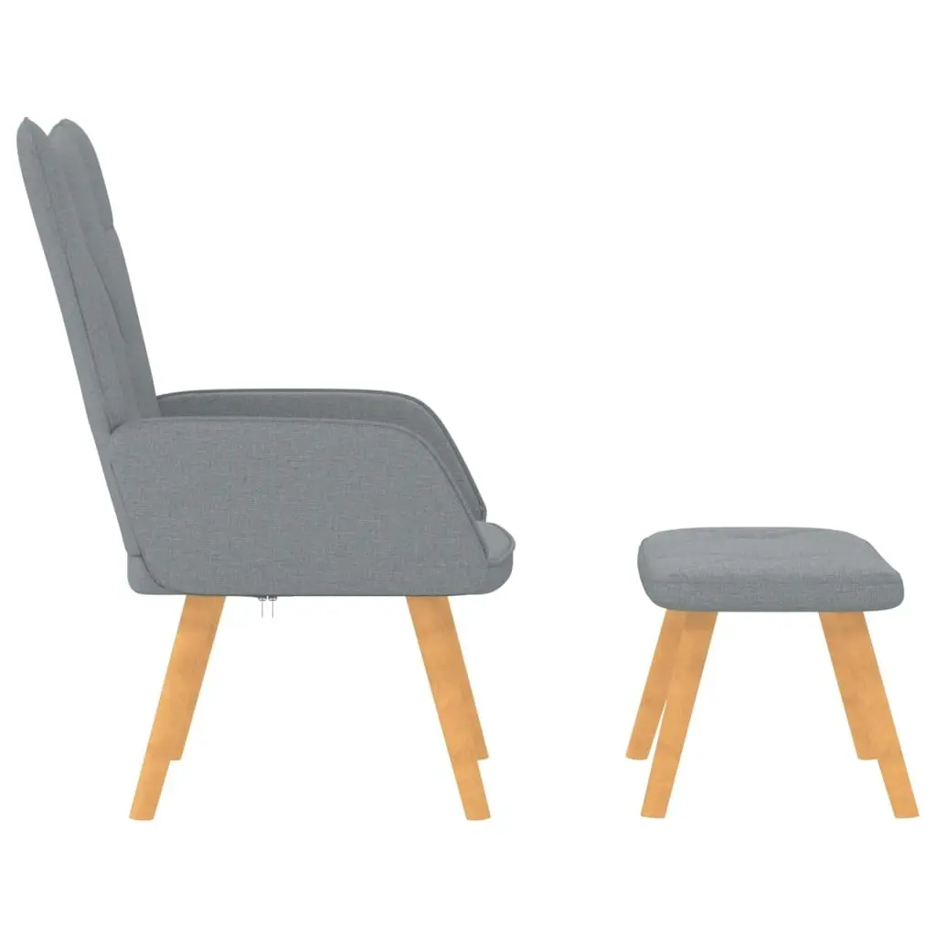 Relaxing Chair with a Stool Light Grey Fabric 327534