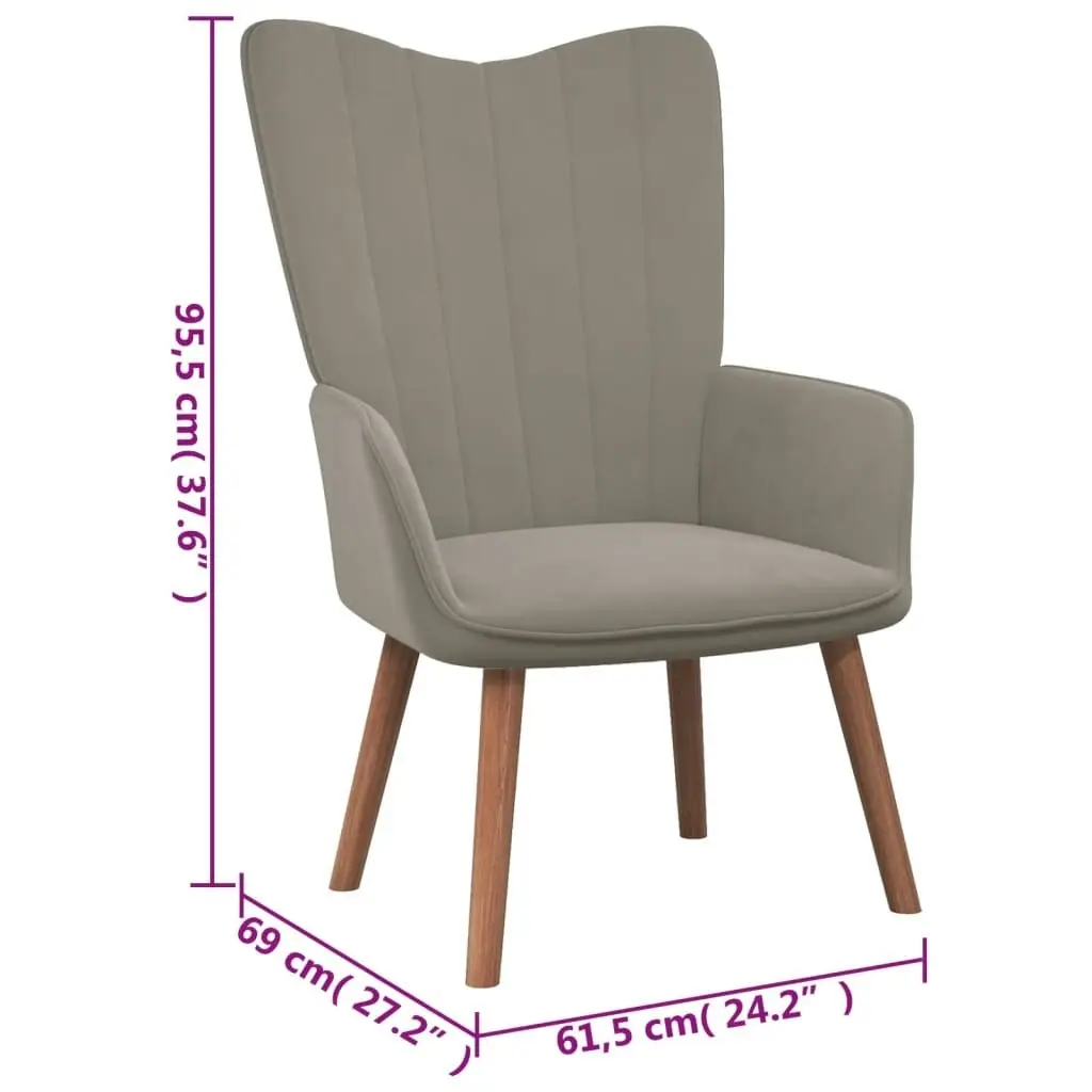 Relaxing Chair with a Stool Light Grey Velvet 327666